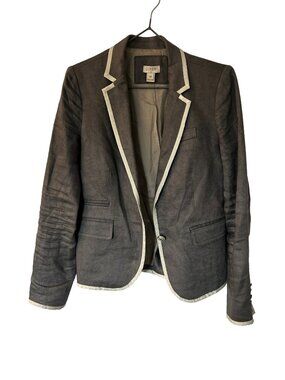 J.Crew Schoolboy Blazer Grey Linen with White Tipping – Size 00